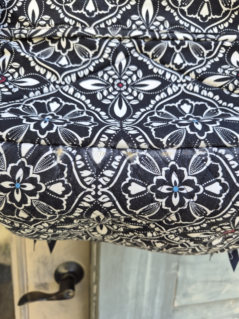 Vera Bradley Black & White Floral Backpack with Multicolor Stripe - Picture 8 of 8